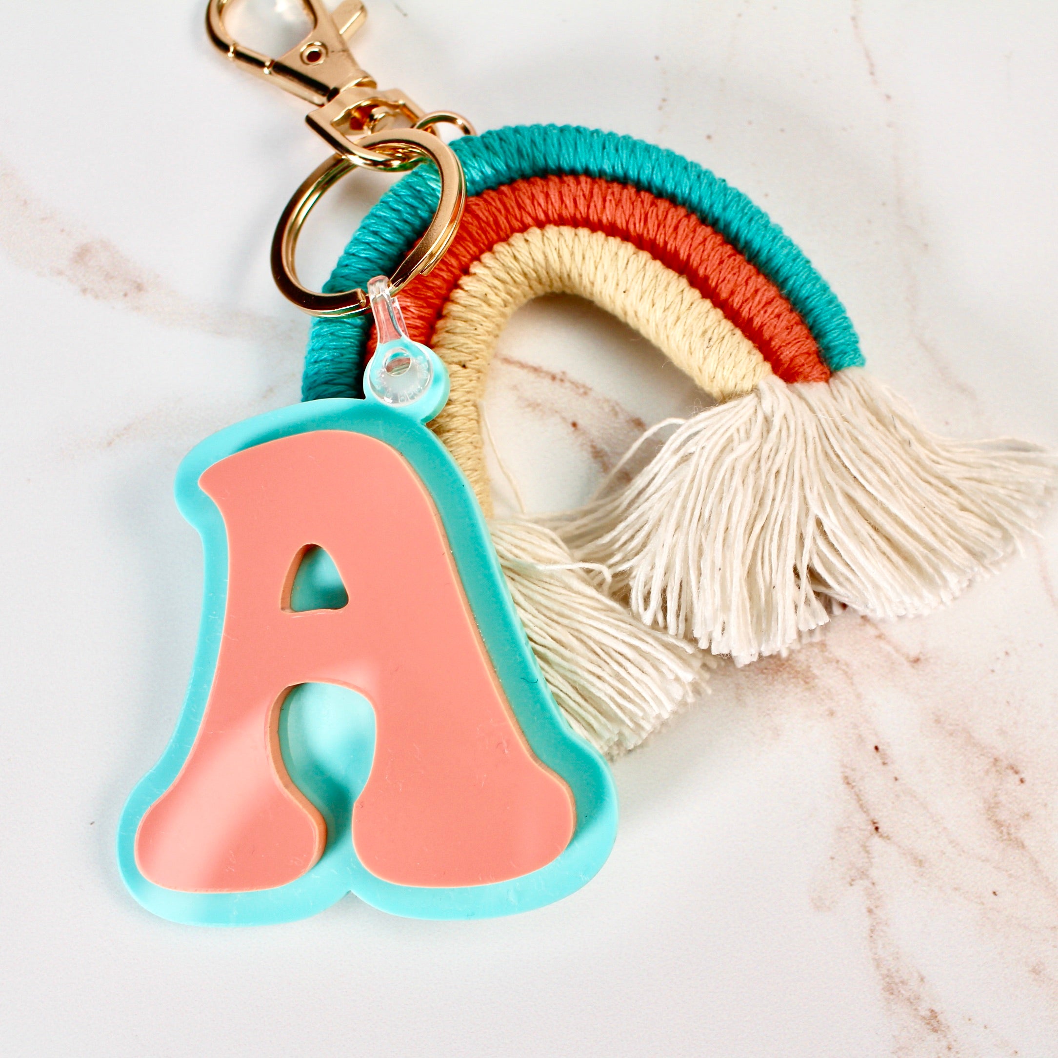 Rainbow Initial Keychain/Backpack Tag