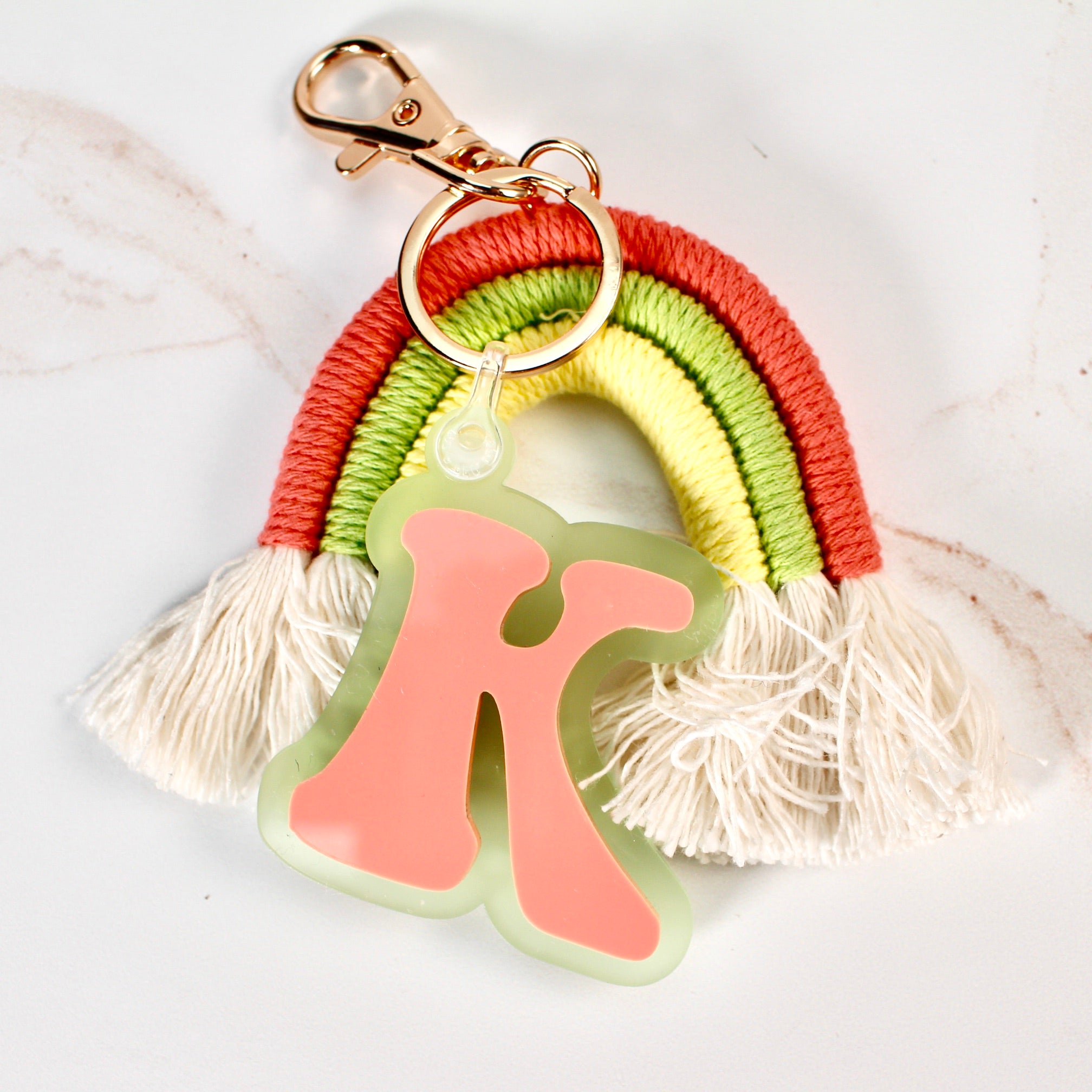 Rainbow Initial Keychain/Backpack Tag
