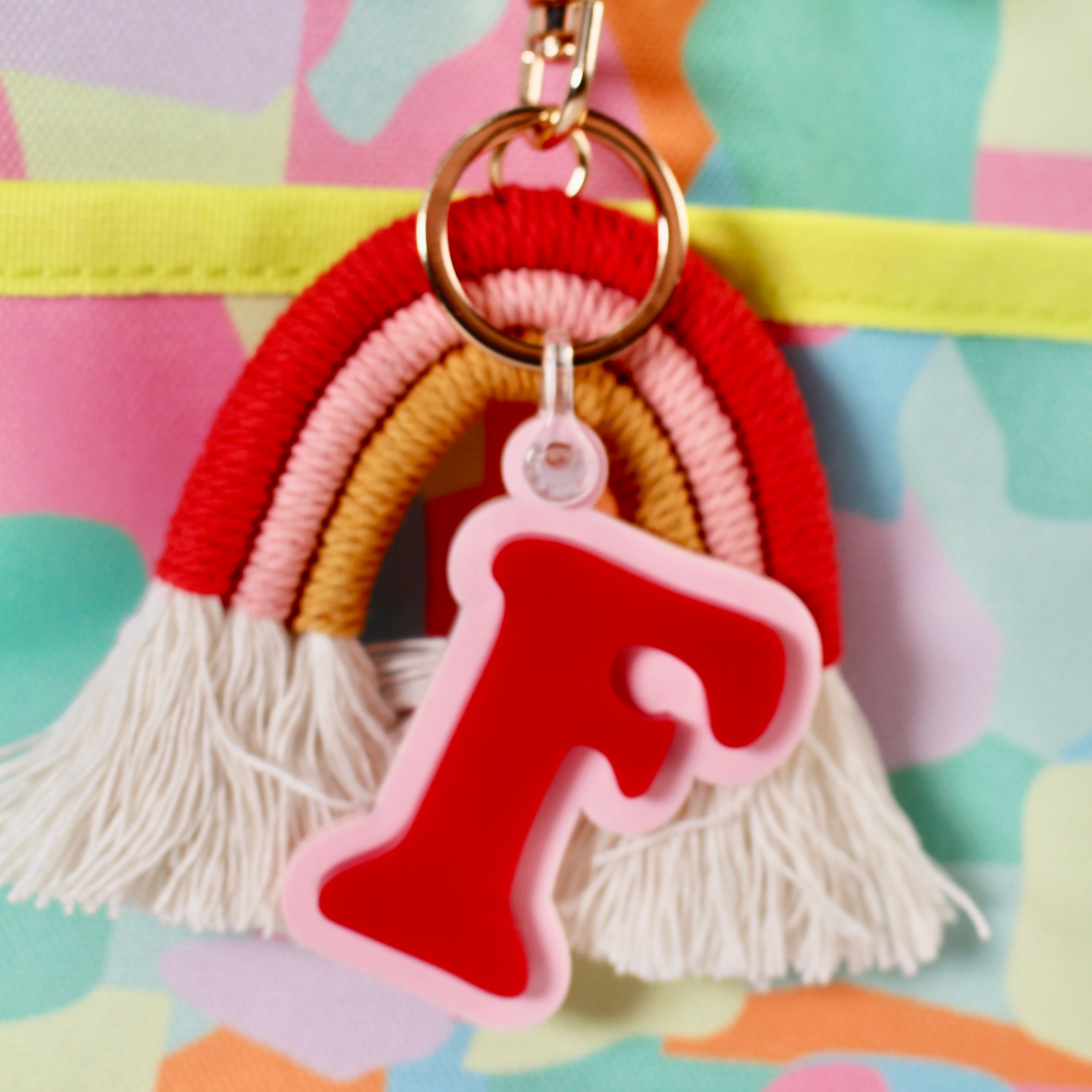 Rainbow Initial Keychain/Backpack Tag