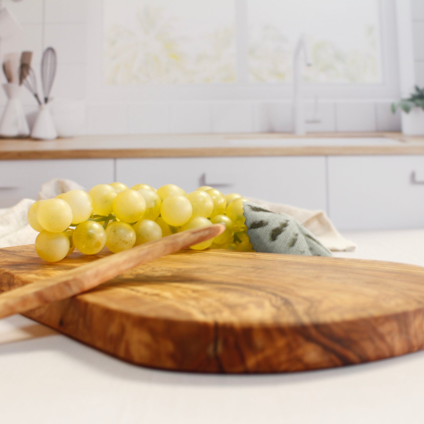 OLIVE WOOD - ENGRAVED SERVING/CUTTING/CHARCUTERIE BOARD