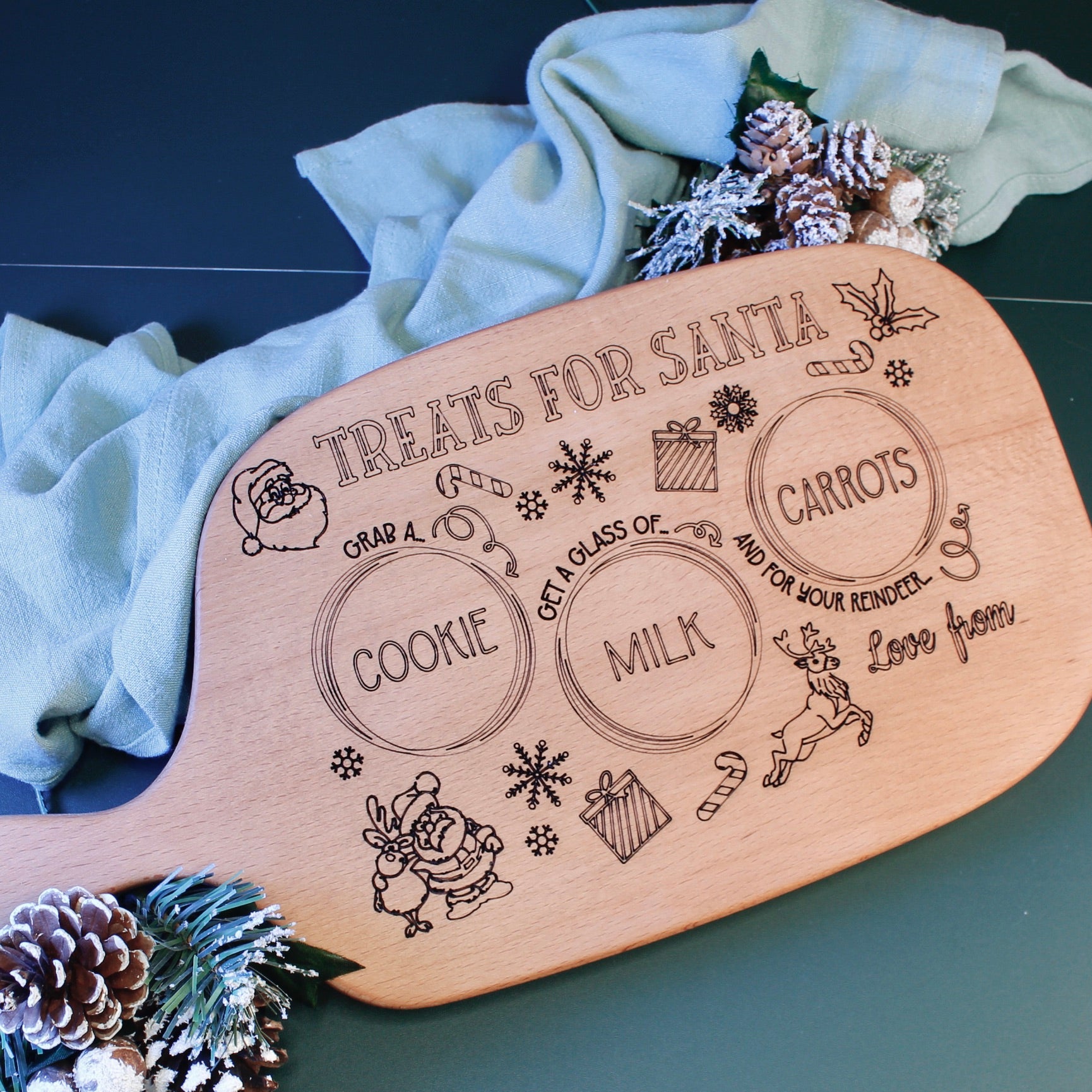 Large Treats for Santa Personalized Cutting Board – Foxwood Engraving