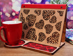 Book Rest and Page Holder - Heart Swirls Valentine’s Edition Wooden Book Valet