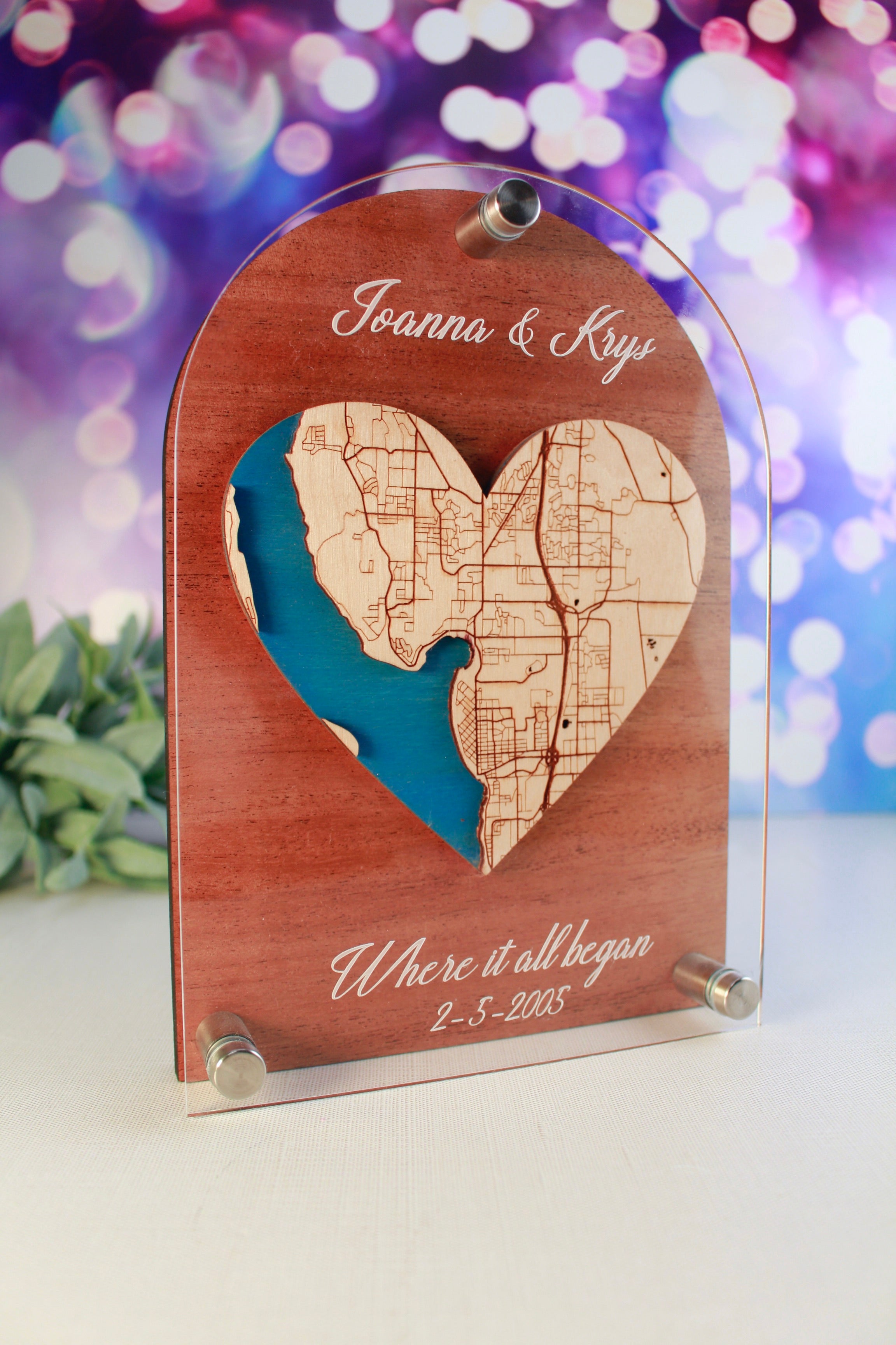 Custom Personalized Keepsake Map Stand