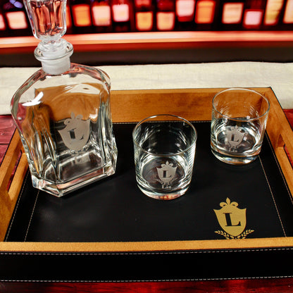 Personalized Glass Decanter, Engraved Glass Gift Set