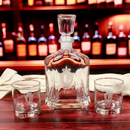 Personalized Glass Decanter, Engraved Glass Gift Set