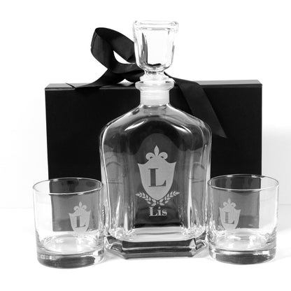 Personalized Glass Decanter, Engraved Glass Gift Set