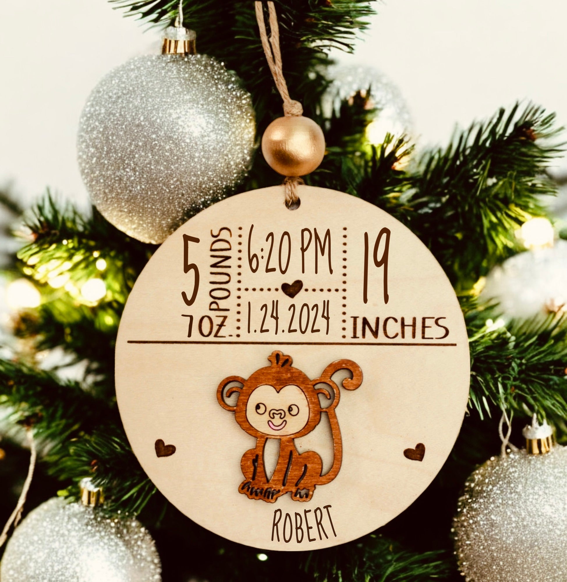 Baby's 1st Christmas Birth Stats Ornament