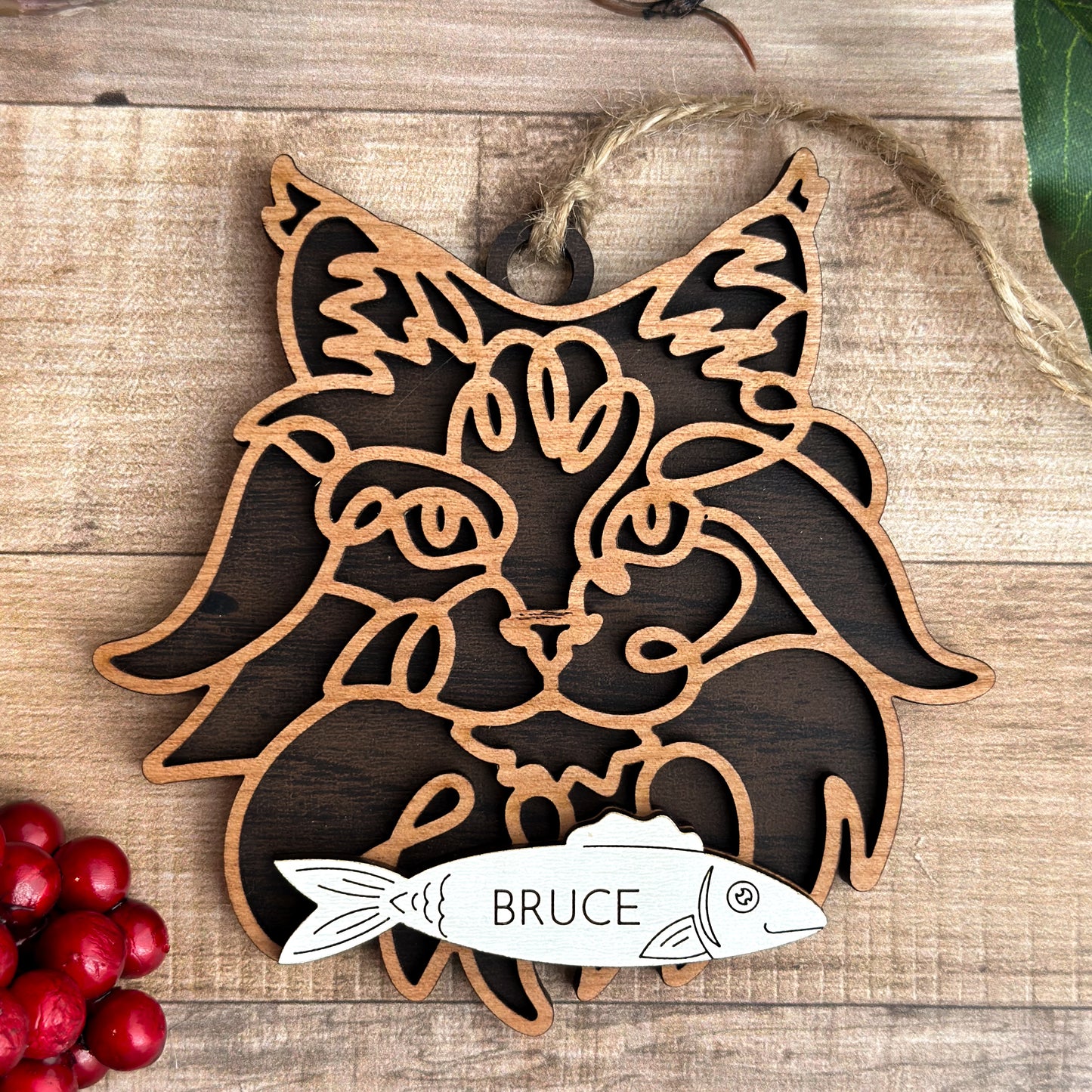 Personalized Cat Breed Ornament - Custom Wood Pet Keepsake