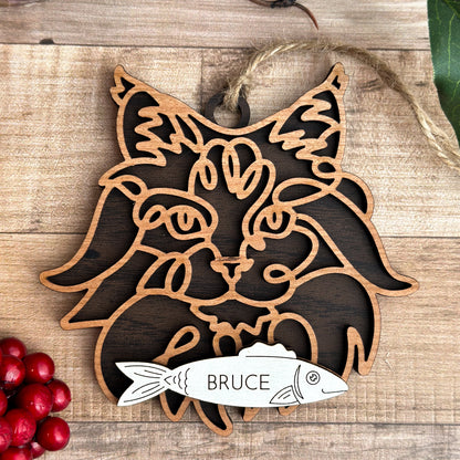 Personalized Cat Breed Ornament - Custom Wood Pet Keepsake