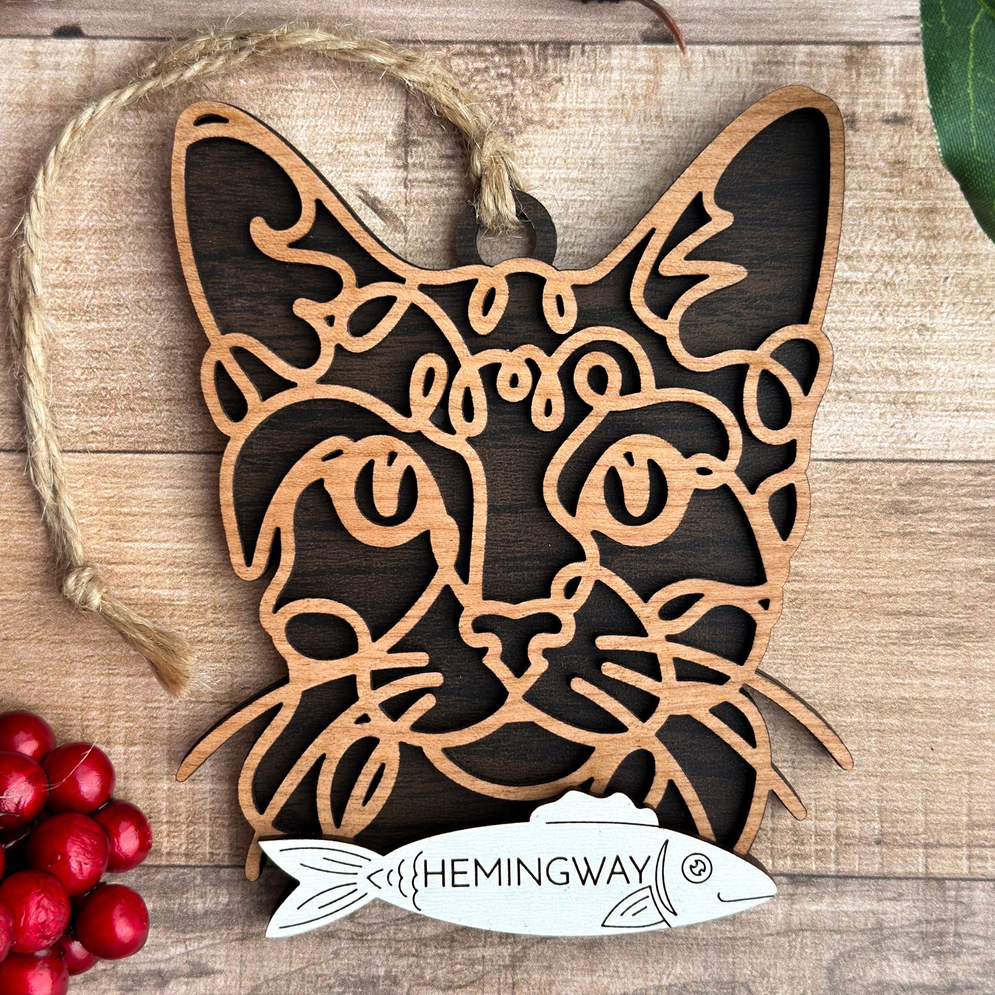 Personalized Cat Breed Ornament - Custom Wood Pet Keepsake