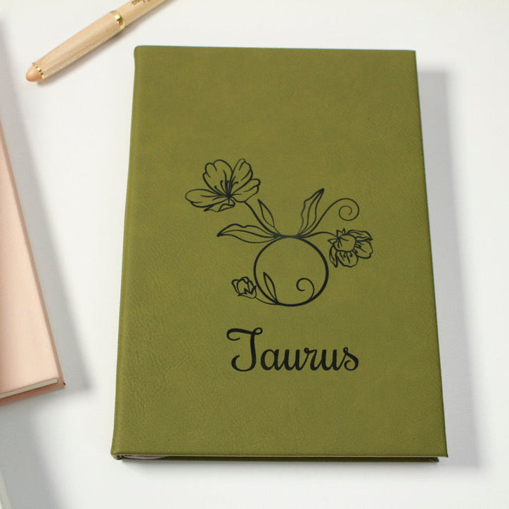 Personalized Zodiac Flower Journal – Laser Engraved Notebook