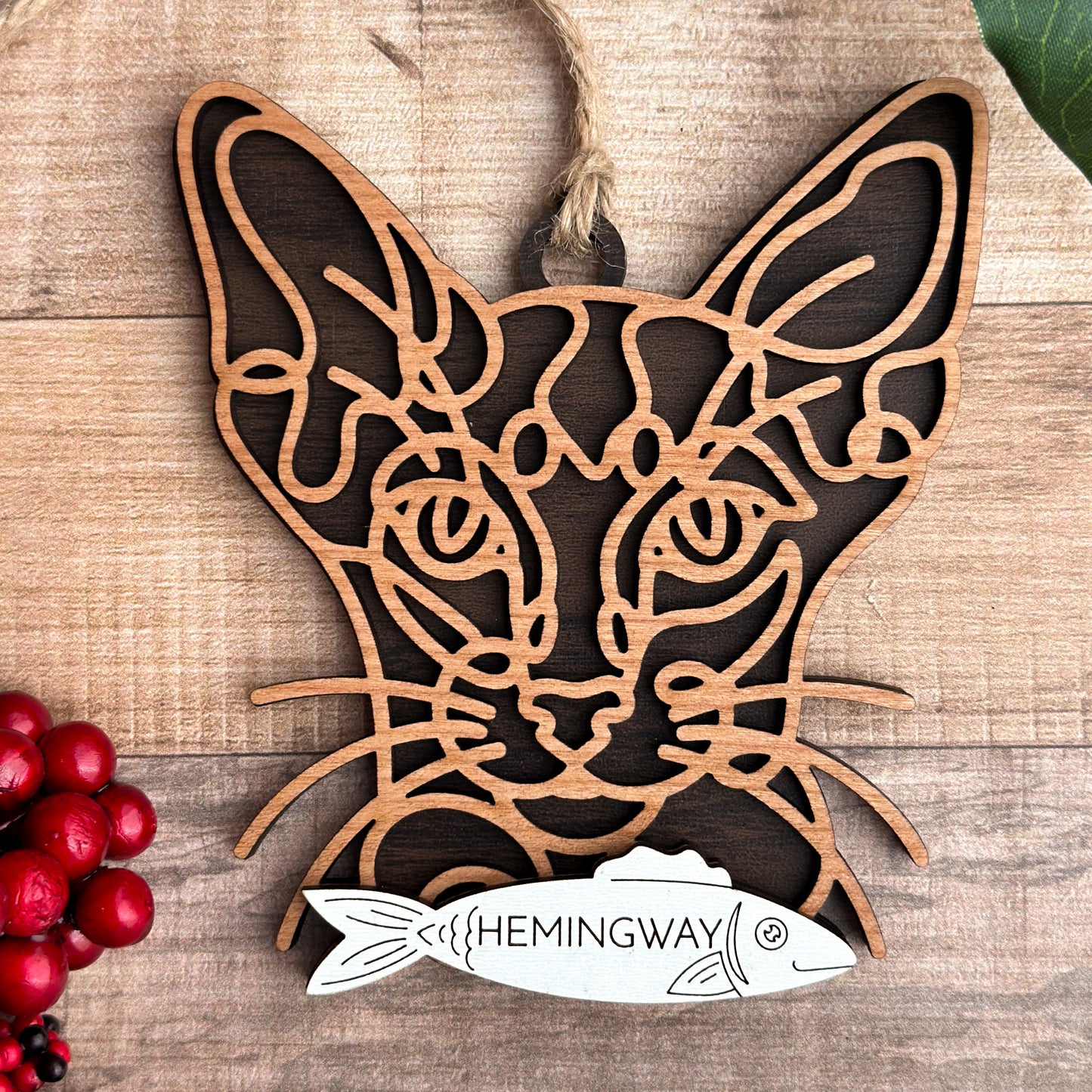 Personalized Cat Breed Ornament - Custom Wood Pet Keepsake