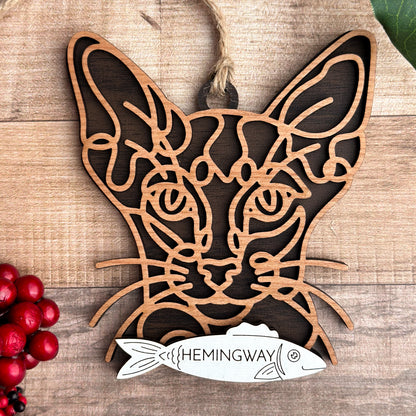 Personalized Cat Breed Ornament - Custom Wood Pet Keepsake