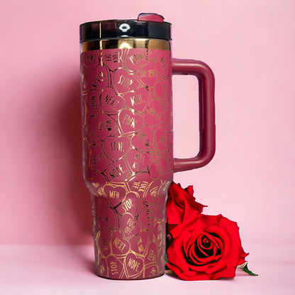 String of Hearts Laser Engraved 40oz Tumbler