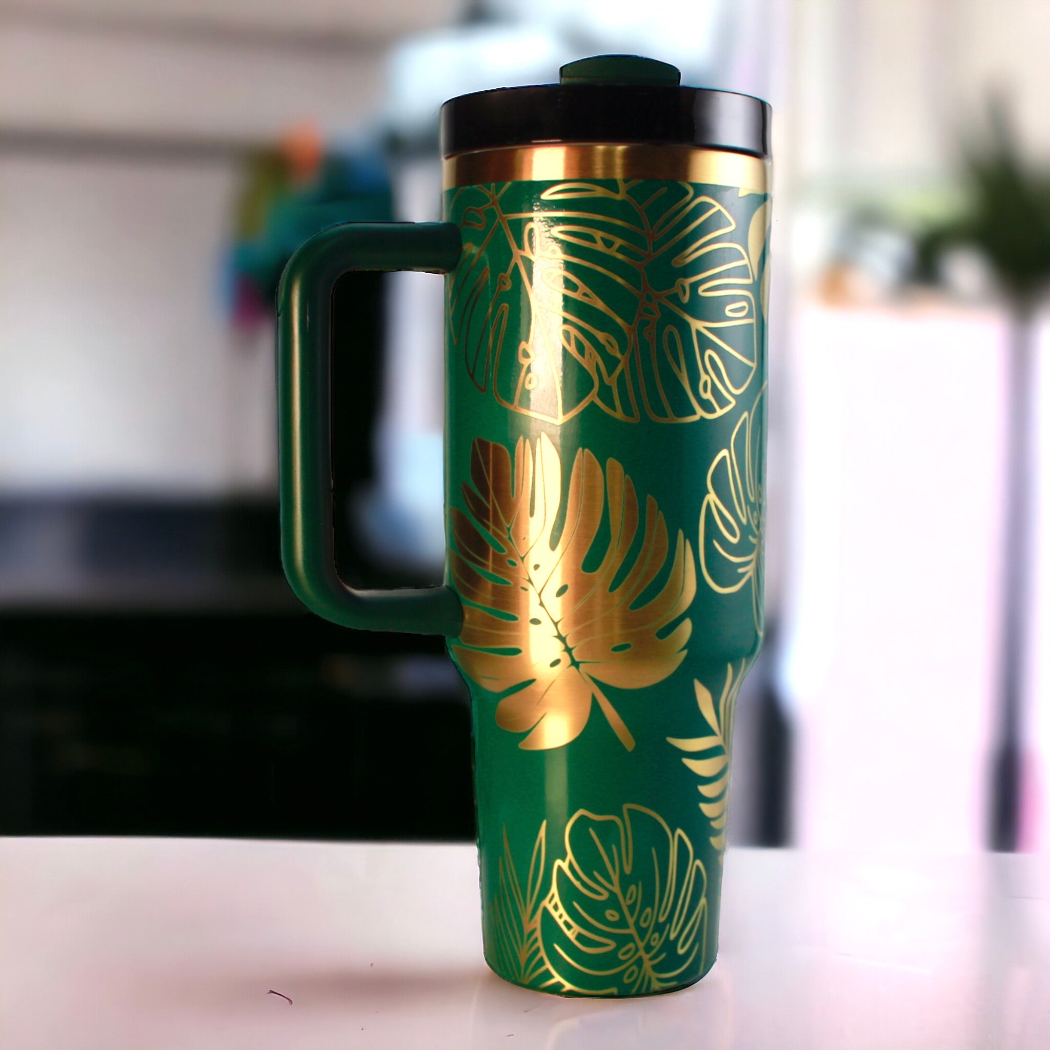 Monstera Leaves Laser Engraved 40oz Tumbler