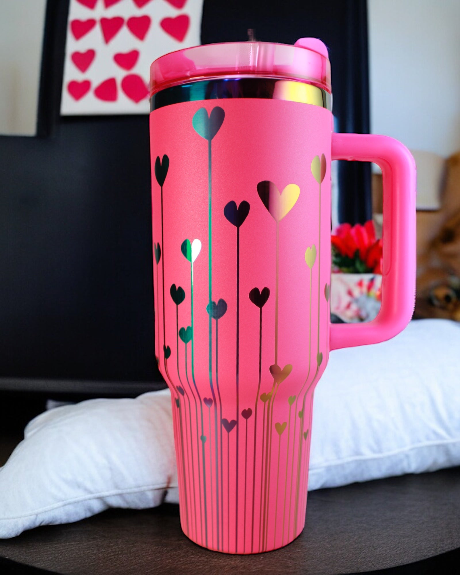 String of Hearts Laser Engraved 40oz Tumbler