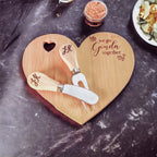 Heart Shaped Engraved Cheese Board Set