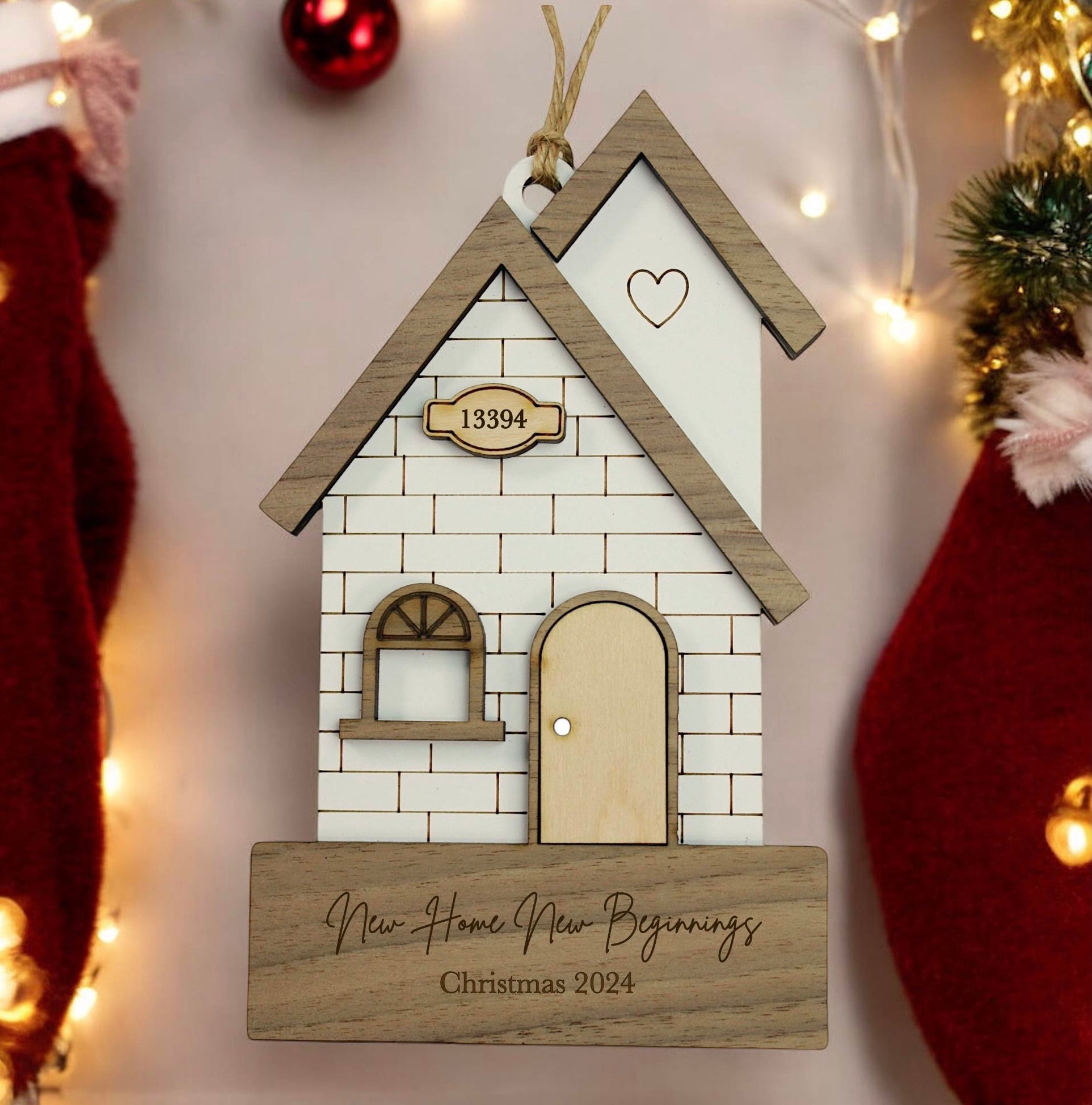 Personalized House Ornament, First Home Christmas Decor, Realtor Closing Gift