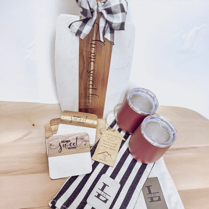 Acacia Wood and Marble Personalized Gift Set