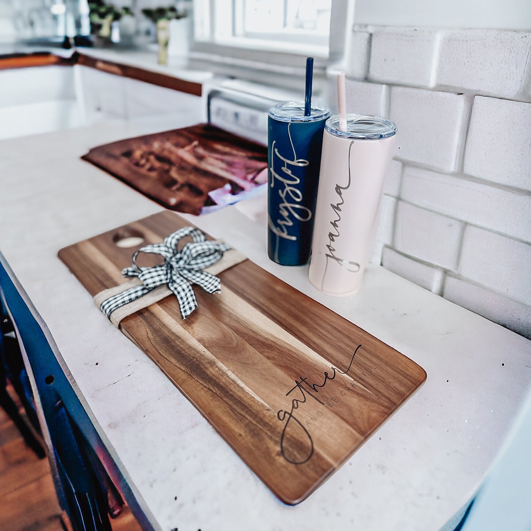 Engraved Long Acacia Serving/ Charcuterie Board