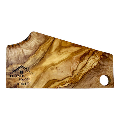 ENGRAVED OLIVE WOOD CHARCUTERIE BOARD - LIVE EDGE