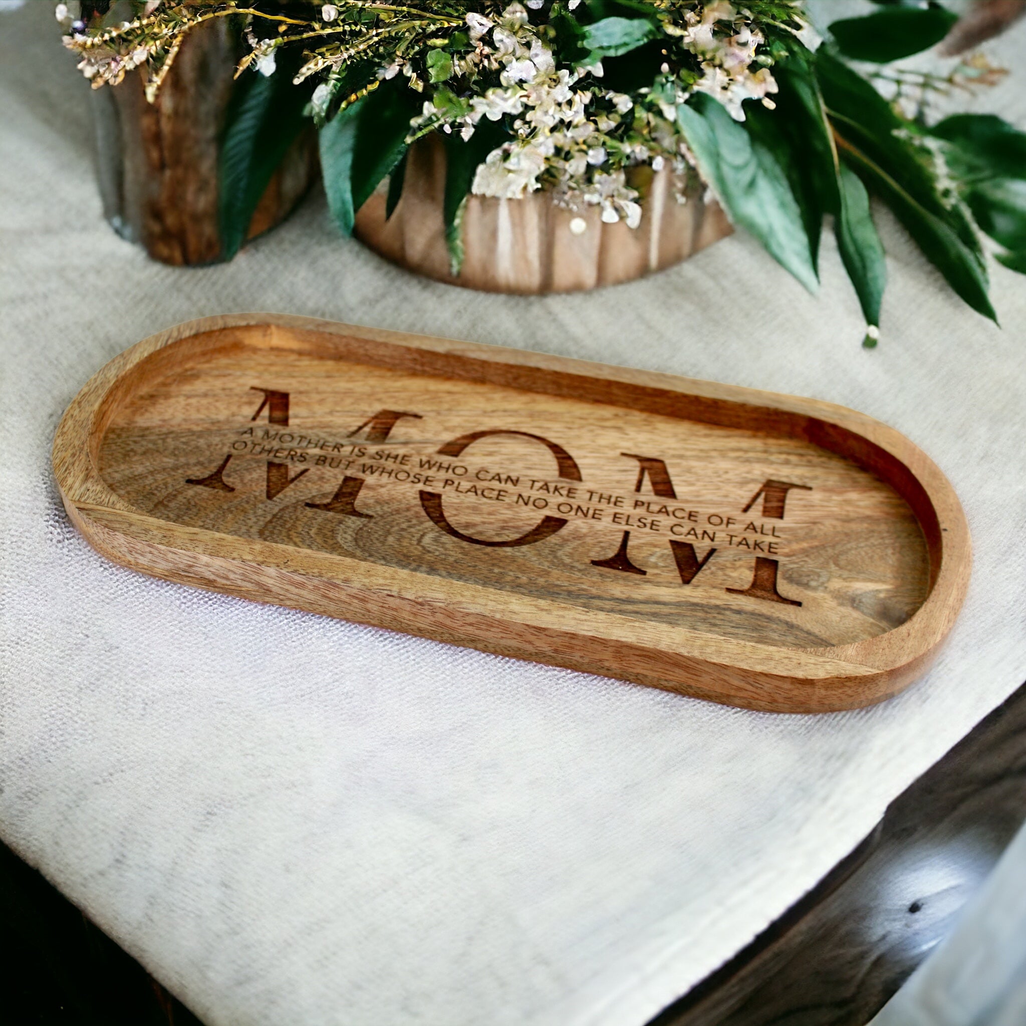 Decorative Wooden Catch All Tray For Mom or Grandma