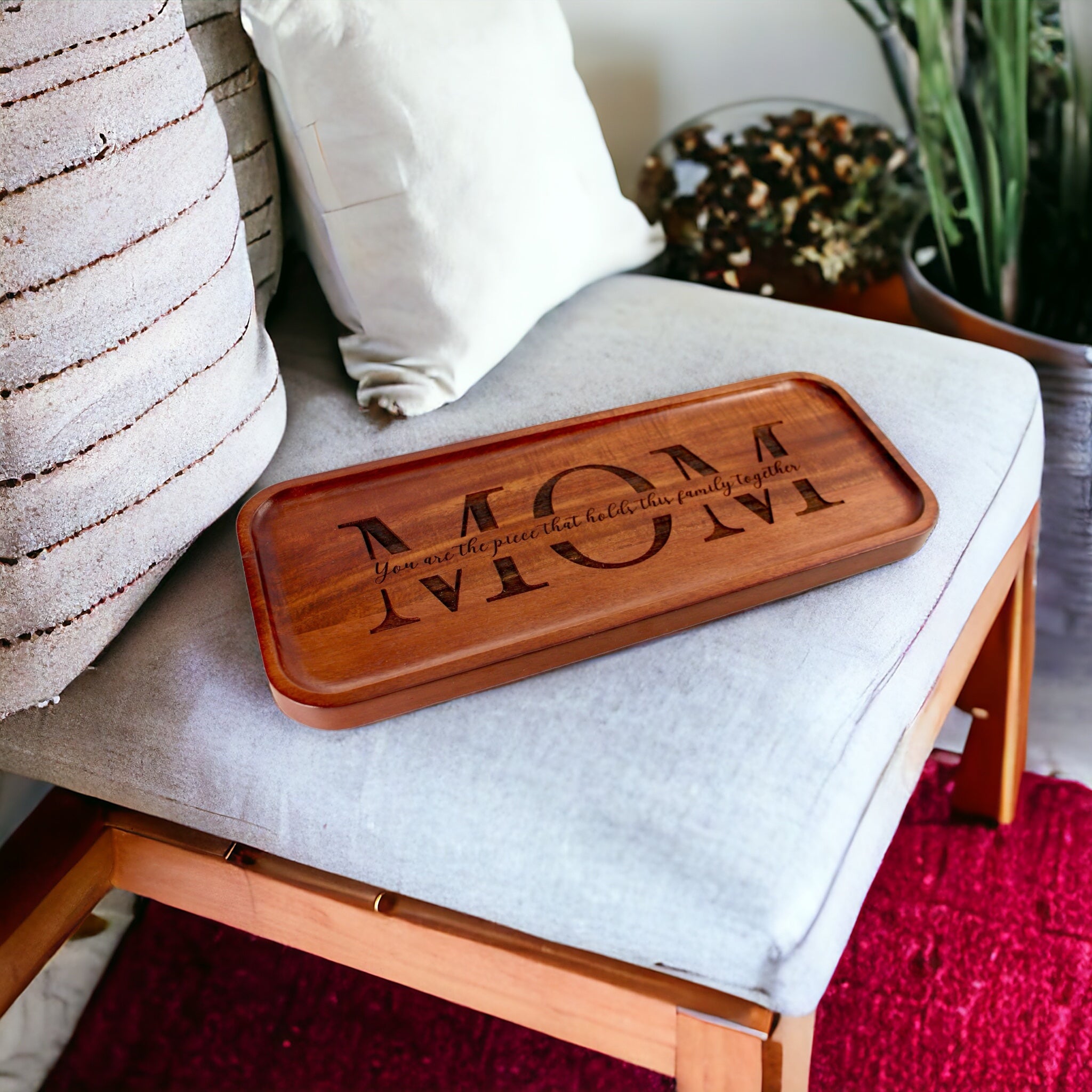 Acacia Wood Tray For Mom or Grandma