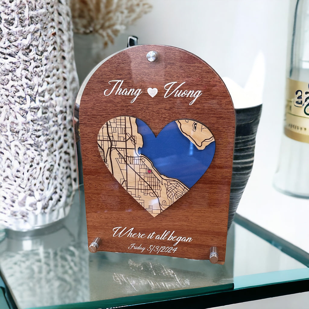 Custom Personalized Keepsake Map Stand