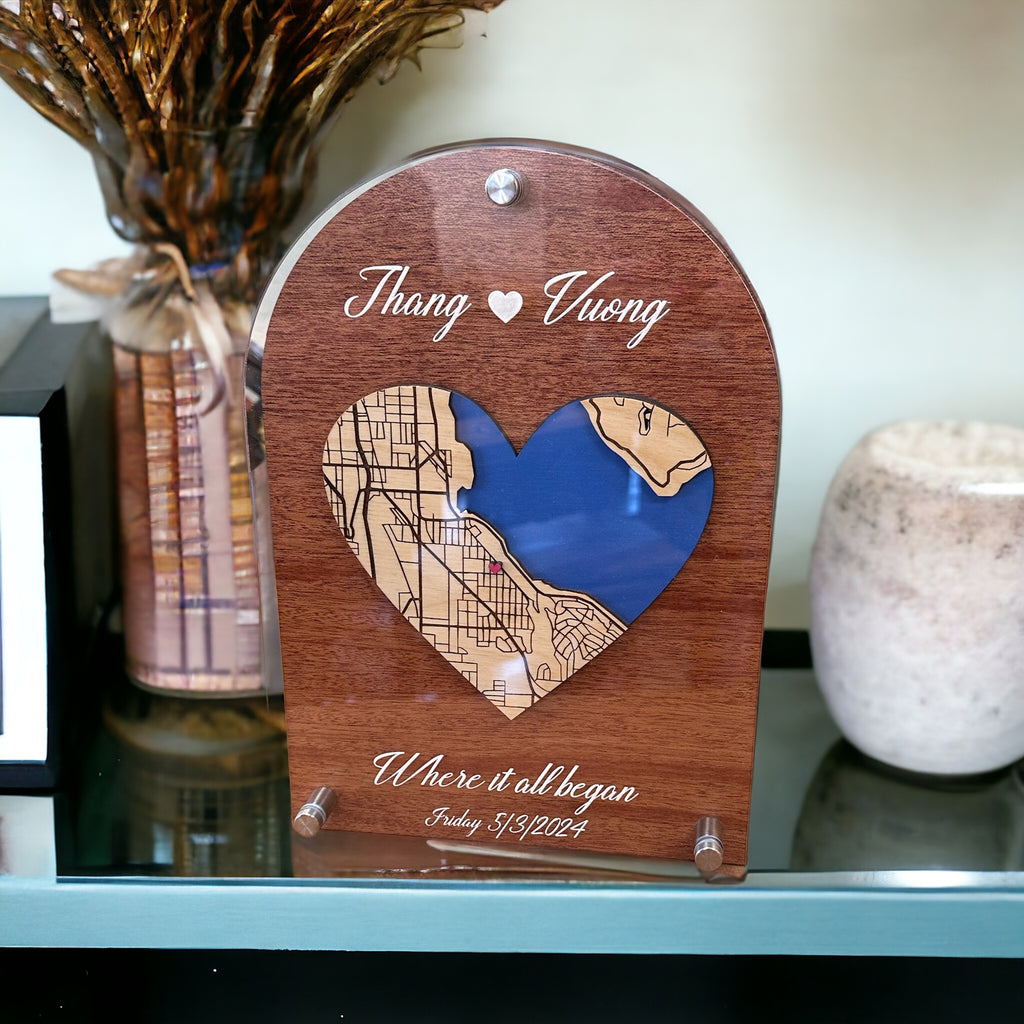 Custom Personalized Keepsake Map Stand