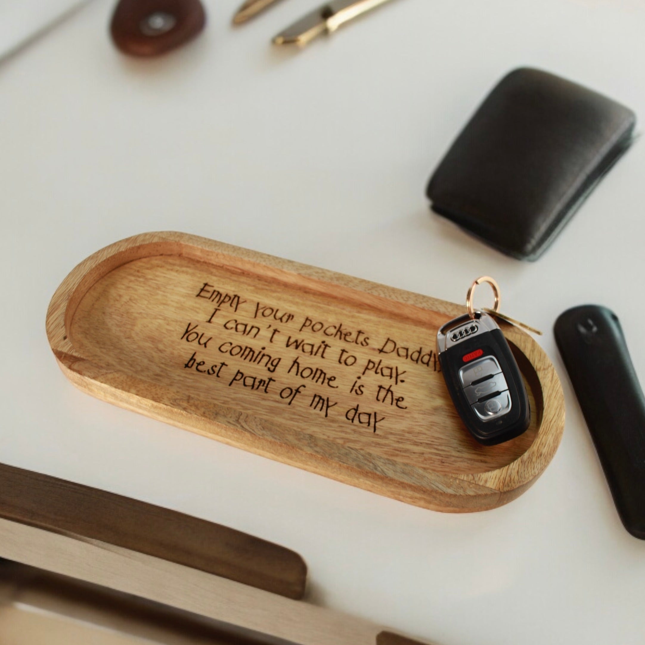 Decorative Wooden Catch All Tray For Dad or Grandpa