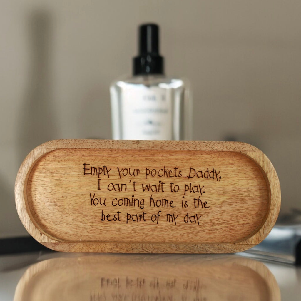 Decorative Wooden Catch All Tray For Dad or Grandpa