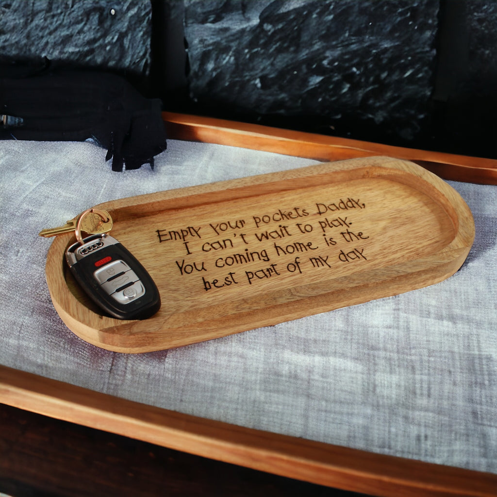 Decorative Wooden Catch All Tray For Dad or Grandpa
