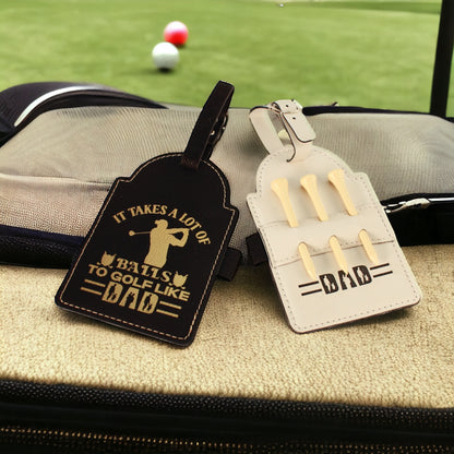 Custom Engraved Golf Bag Tag with 3 Wooden Tees