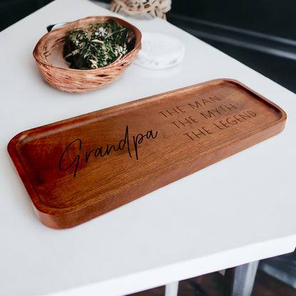 Acacia Wood Tray For Dad or Grandpa