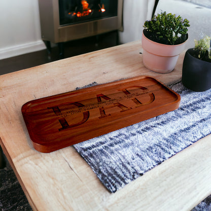 Acacia Wood Tray For Dad or Grandpa