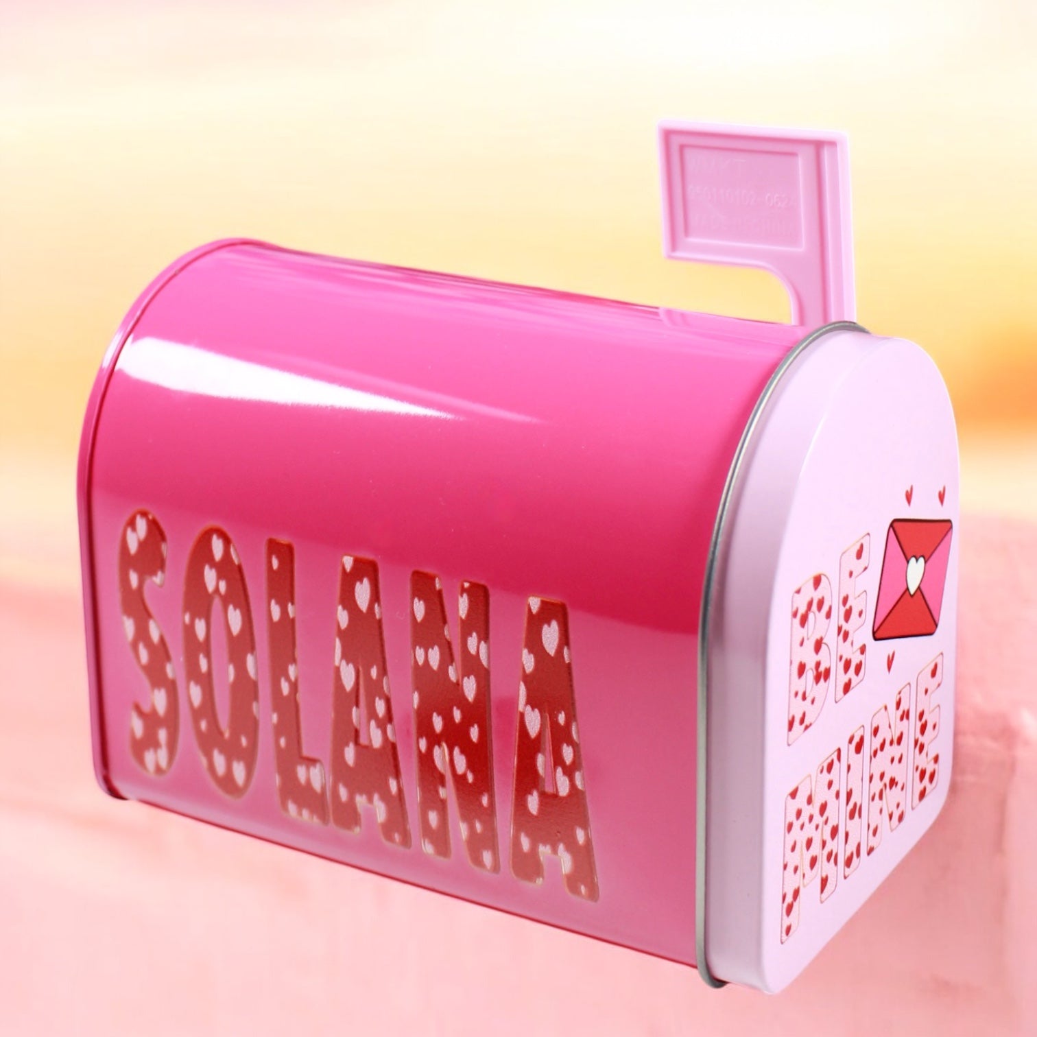 Personalized Valentines Tin Mailbox for Kids, Custom Name Tin Treat Holder