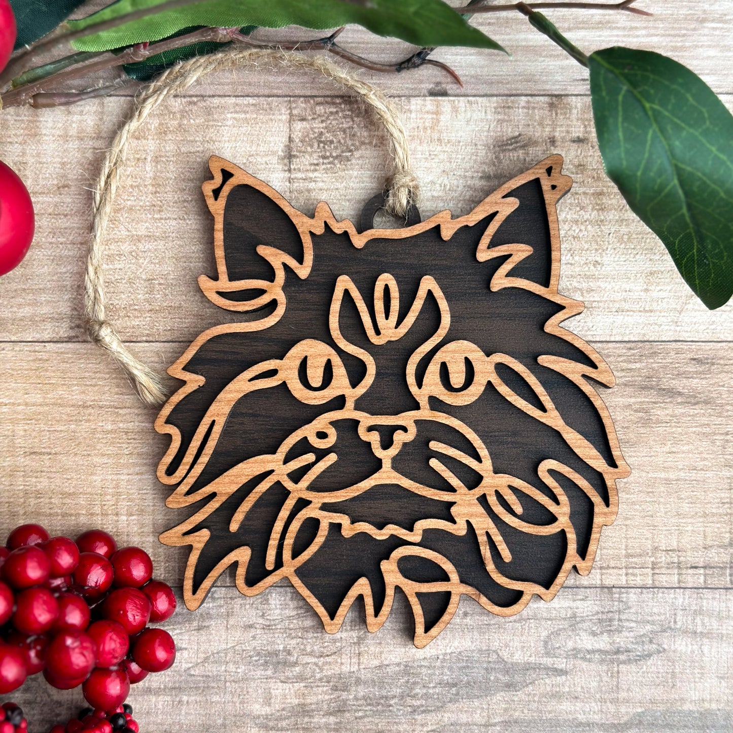 Personalized Cat Breed Ornament - Custom Wood Pet Keepsake