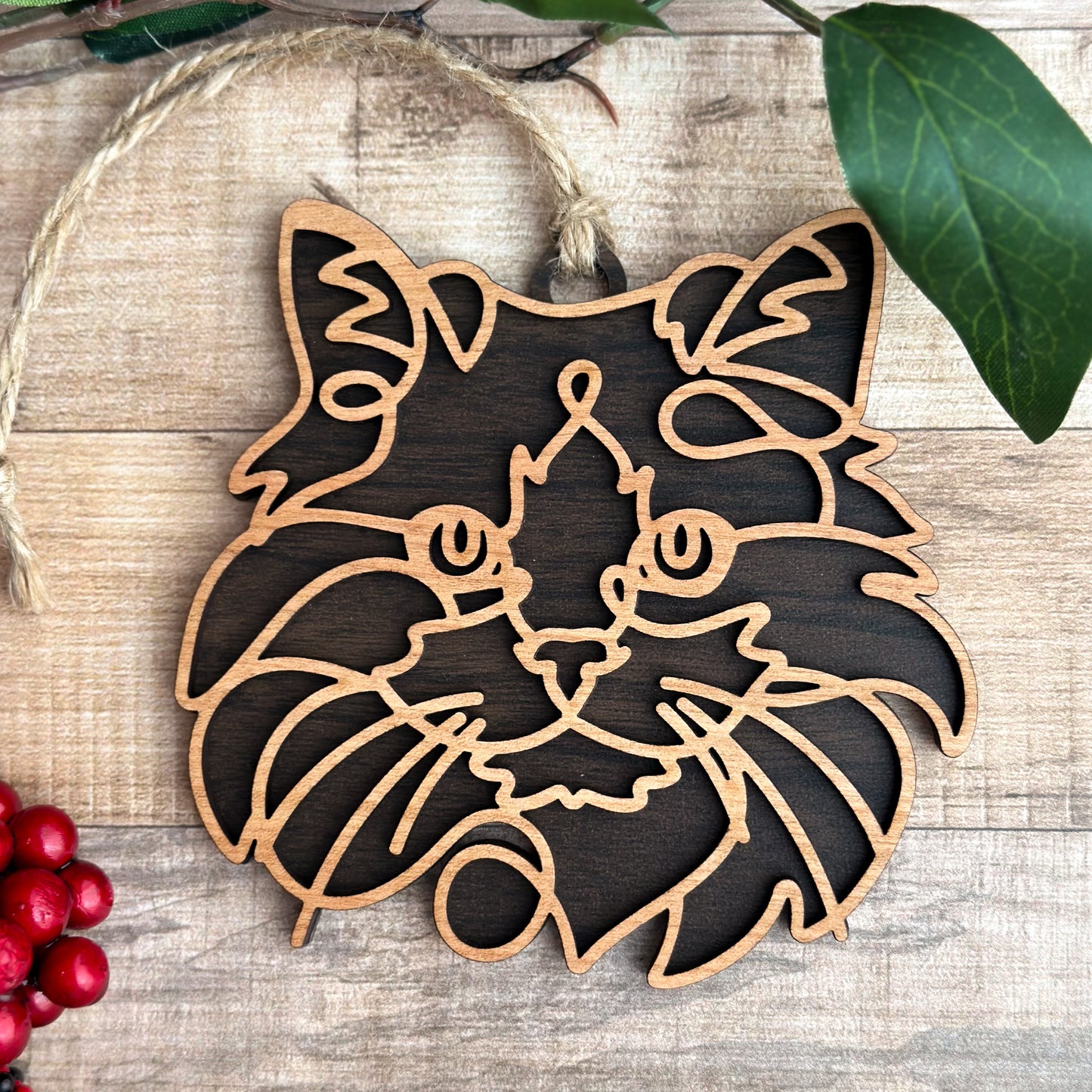 Personalized Cat Breed Ornament - Custom Wood Pet Keepsake