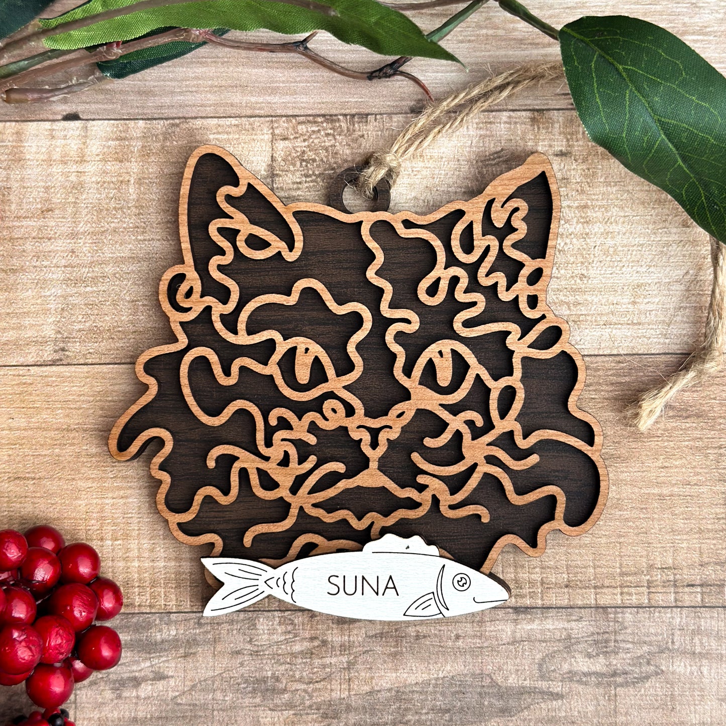 Personalized Cat Breed Ornament - Custom Wood Pet Keepsake