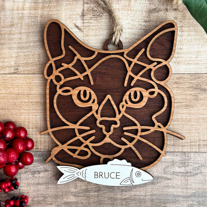 Personalized Cat Breed Ornament - Custom Wood Pet Keepsake