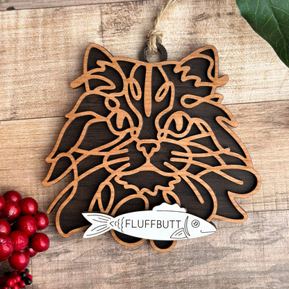 Personalized Cat Breed Ornament - Custom Wood Pet Keepsake