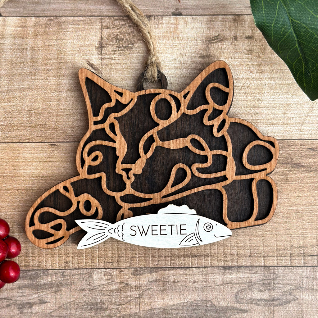 Personalized Cat Breed Ornament - Custom Wood Pet Keepsake