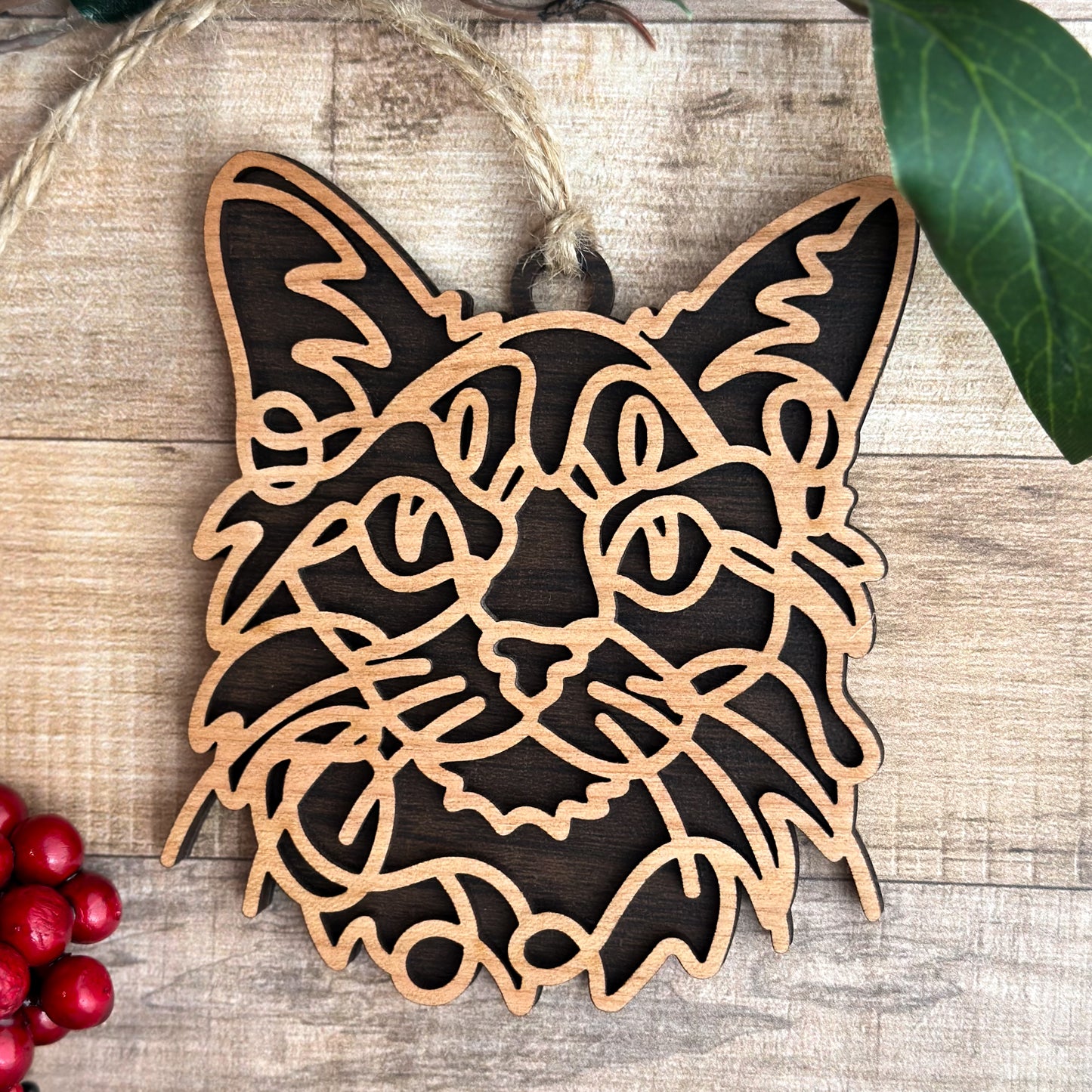 Personalized Cat Breed Ornament - Custom Wood Pet Keepsake