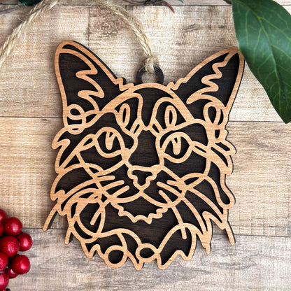 Personalized Cat Breed Ornament - Custom Wood Pet Keepsake