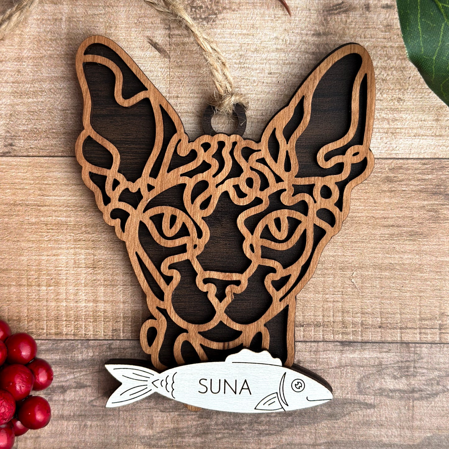 Personalized Cat Breed Ornament - Custom Wood Pet Keepsake