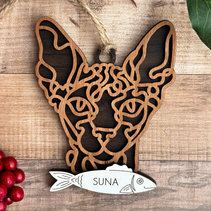 Personalized Cat Breed Ornament - Custom Wood Pet Keepsake