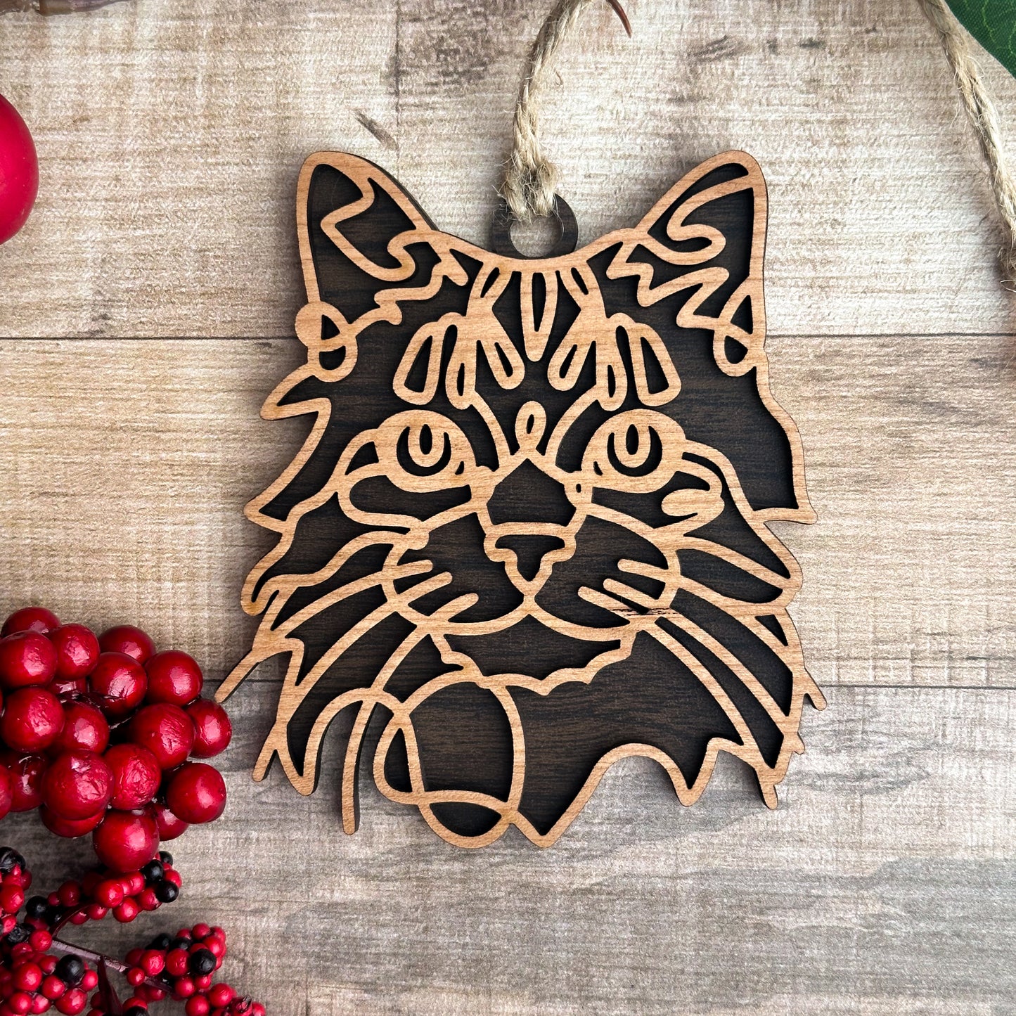 Personalized Cat Breed Ornament - Custom Wood Pet Keepsake