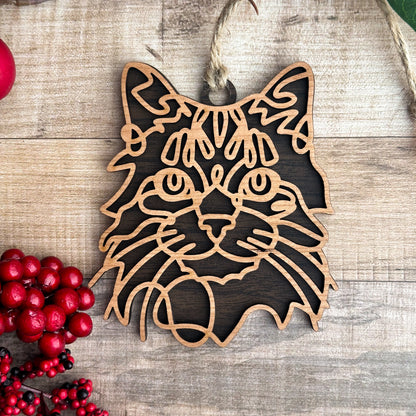 Personalized Cat Breed Ornament - Custom Wood Pet Keepsake
