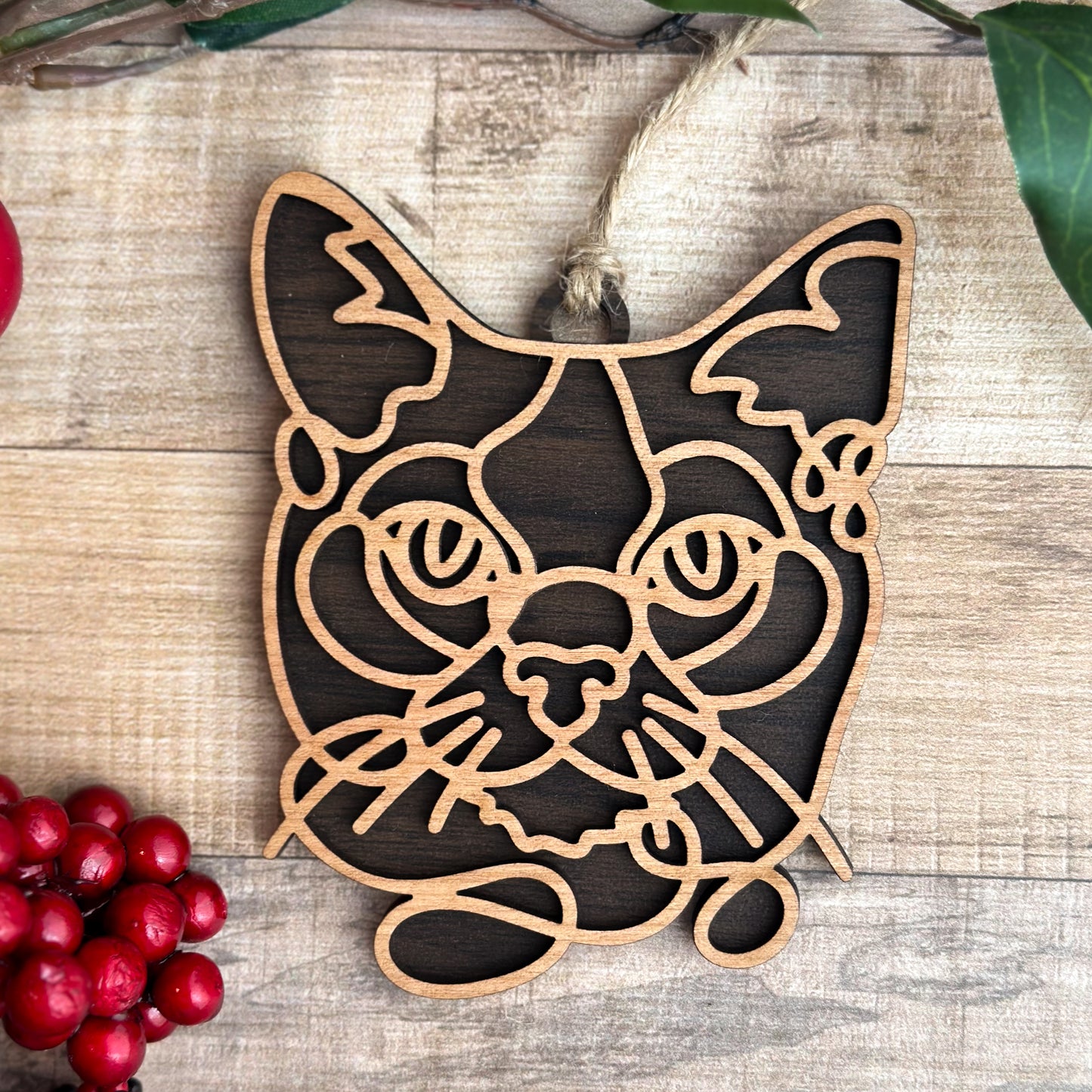 Personalized Cat Breed Ornament - Custom Wood Pet Keepsake
