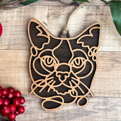 Personalized Cat Breed Ornament - Custom Wood Pet Keepsake